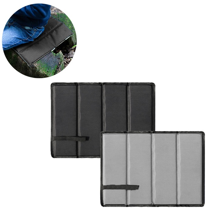 Set 2 perne pliabile impermeabile, albastru-negru, negru-gri, 39x29x0.9cm
