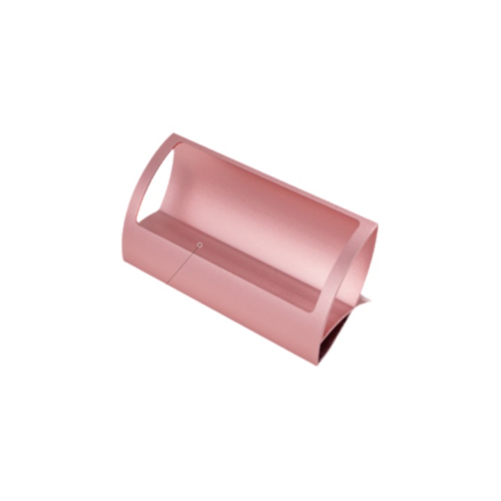Suport metalic pentru carti de vizita, aluminiu, roz auriu, 10x5x2cm