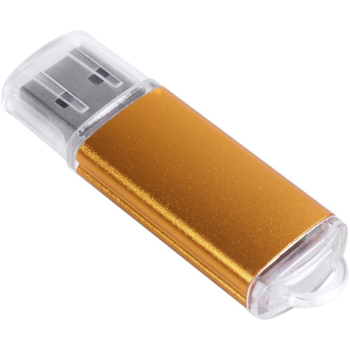 Stick USB 64GB, compact, auriu, 2.0, 5x1x0.5cm