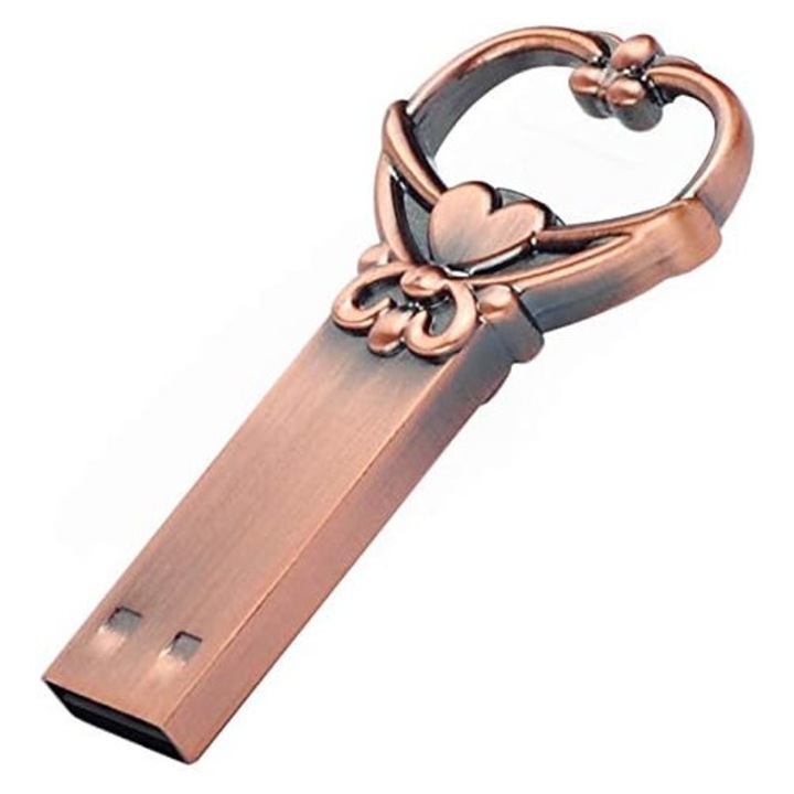 Memorie USB 32GB, nod inima, metalica, 7x3cm