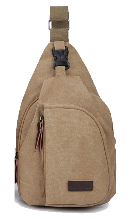 Vászon crossbody hátizsák, könnyű, strapabíró, fekete, 25x15x10cm