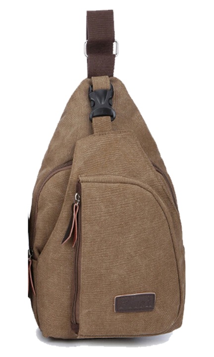 Vászon crossbody hátizsák, könnyű, strapabíró, fekete, 25x15x10cm