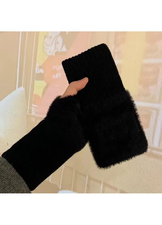Unisex érintőképernyős kesztyű, szélálló, velúr, rövid ujjú — Meleg téli kesztyű