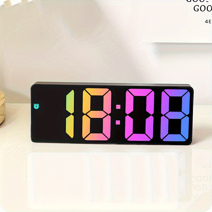 Ceas desteptator digital LED, oglinda, temperatura, reglabil, negru, 12x6x4cm