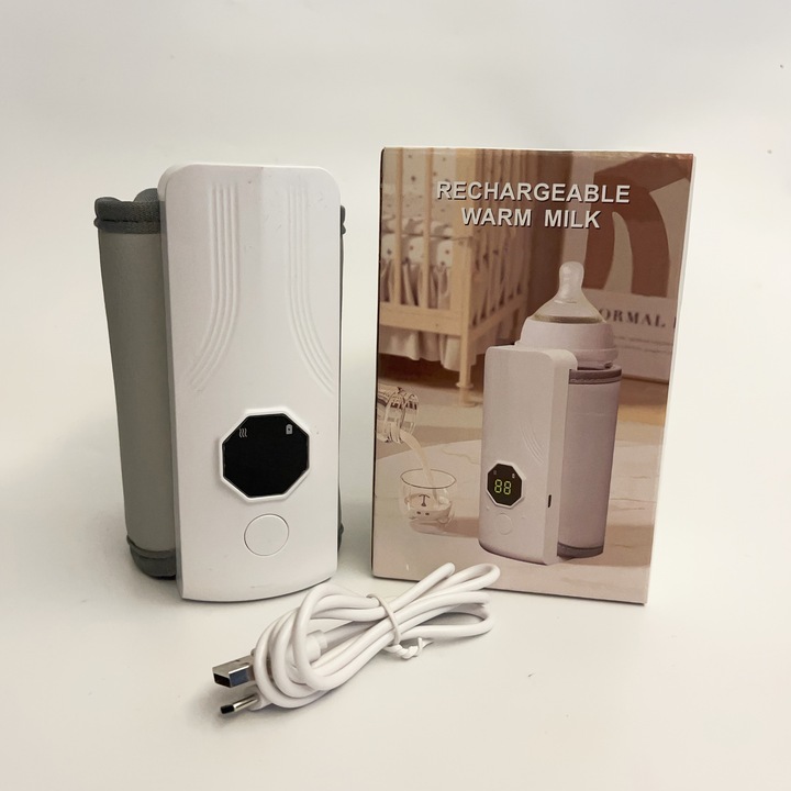 Incalzitor sticle portabil, ecran LCD, reincarcabil USB, plastic, 2000mAh