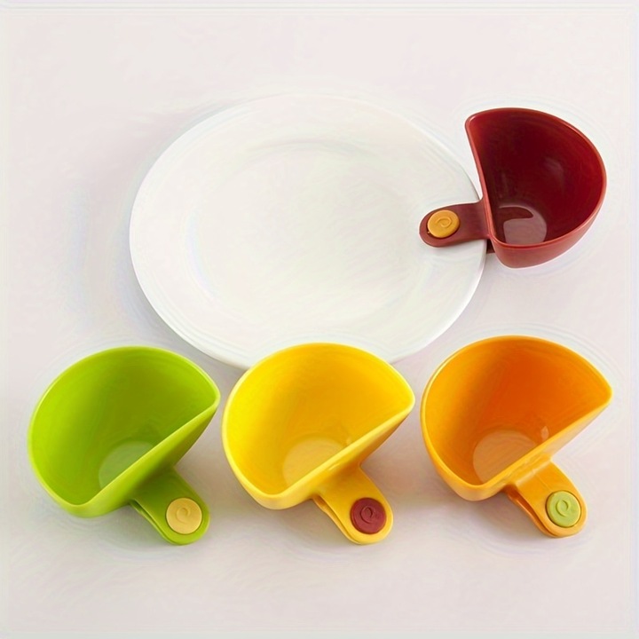 Set 4 boluri semicirculare cu clipsuri, plastic, multicolor, pentru sosuri, 4 piese