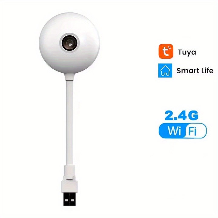 Мини WiFi камера за наблюдение, 3MP, HD, бяла, 36V, USB