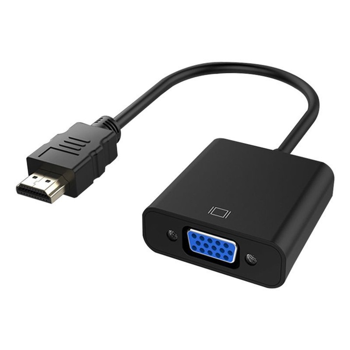 HDMI VGA átalakító adapter, fekete, Full HD 1080p