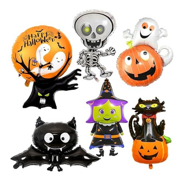 Halloween lufik, 6 db-os szett, vegyes formák, többszínű, XXL