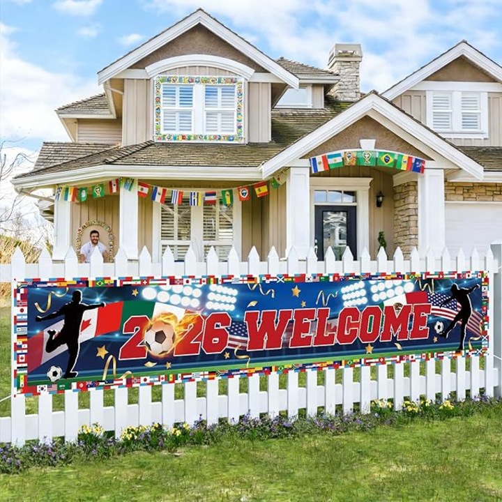Banner decorativ Cupa Mondiala 2026, multicolor, 45x200cm