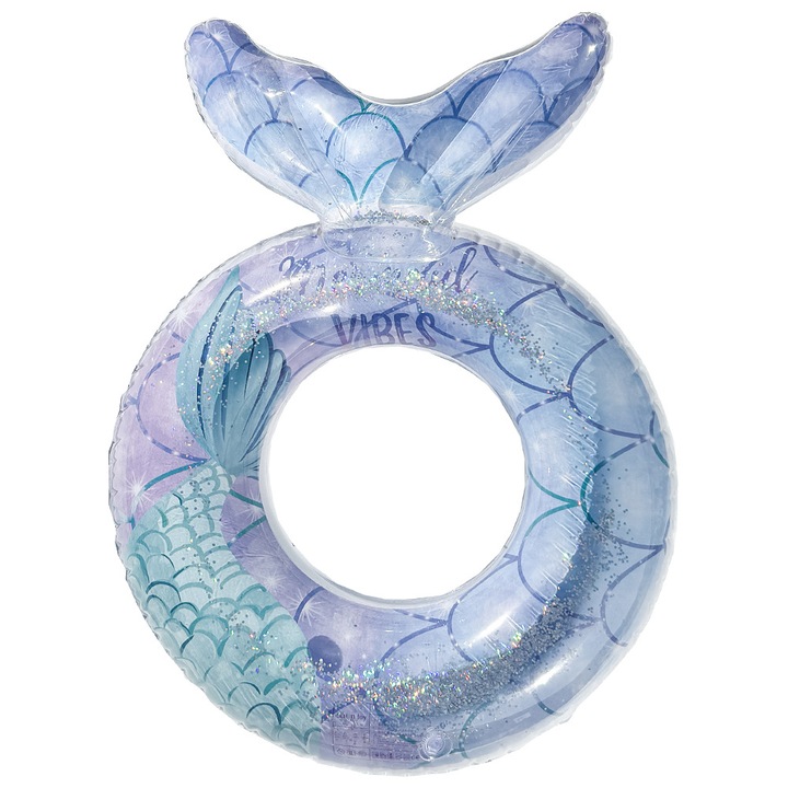 Felfújható sellő úszógumi gyerekeknek, PVC, többszínű, 58x26cm