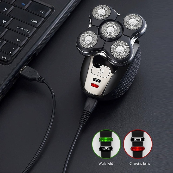 Aparat de ras electric LK-5300, 5 lame, reincarcabil USB, compact