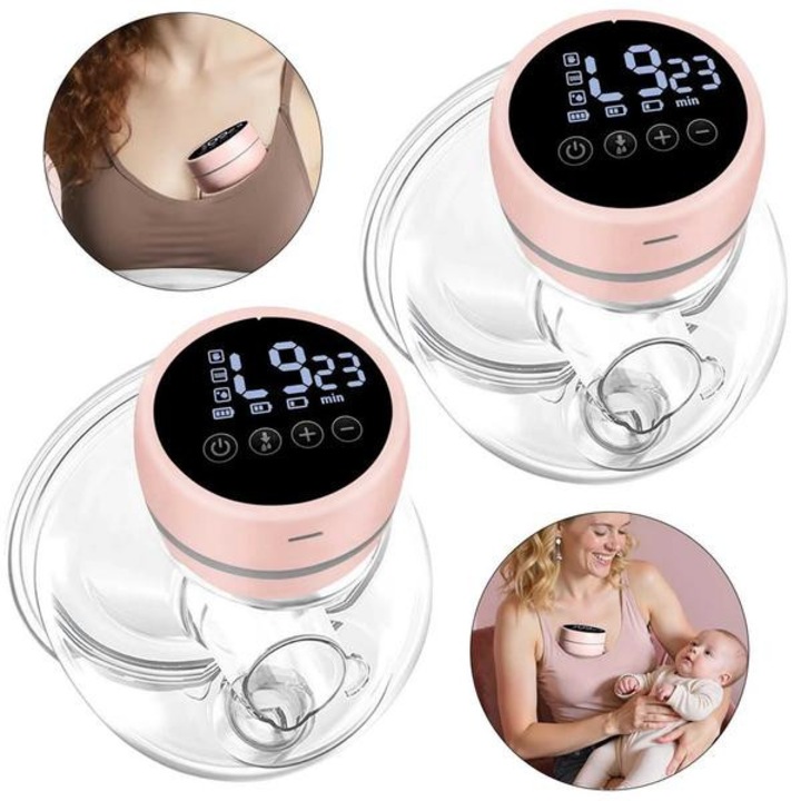 Set 2 pompe electrice san, 3 moduri, 12 niveluri, tacute, 180ml, 900mAh, roz