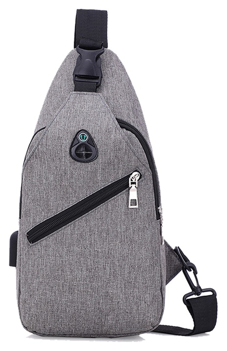 Crossbody sling táska, légáteresztő anyag, fekete, állítható