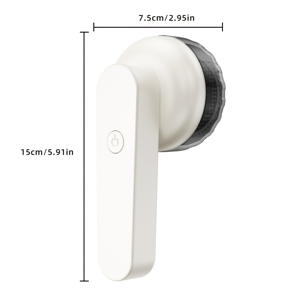 Aparat portabil pentru indepartat scame, incarcare USB-C, baterie reincarcabila, alb
