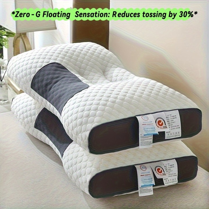 Ergonomikus nyakpárna puha masszázs 850g, fehér, 30x20x10cm