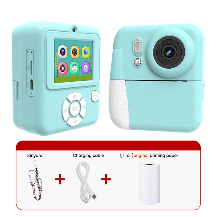 Imprimanta termica portabila, ecran 2.4 inch, redare muzica, alb-negru, USB, 36V