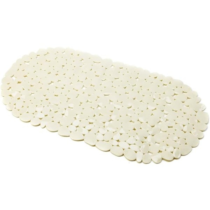 Covoras baie PVC 68x35cm alb textura pietre antiderapant