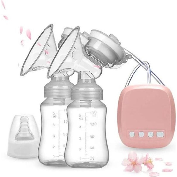 Pompa de san electrica dubla, 2 moduri, 9 niveluri, roz, 150ml