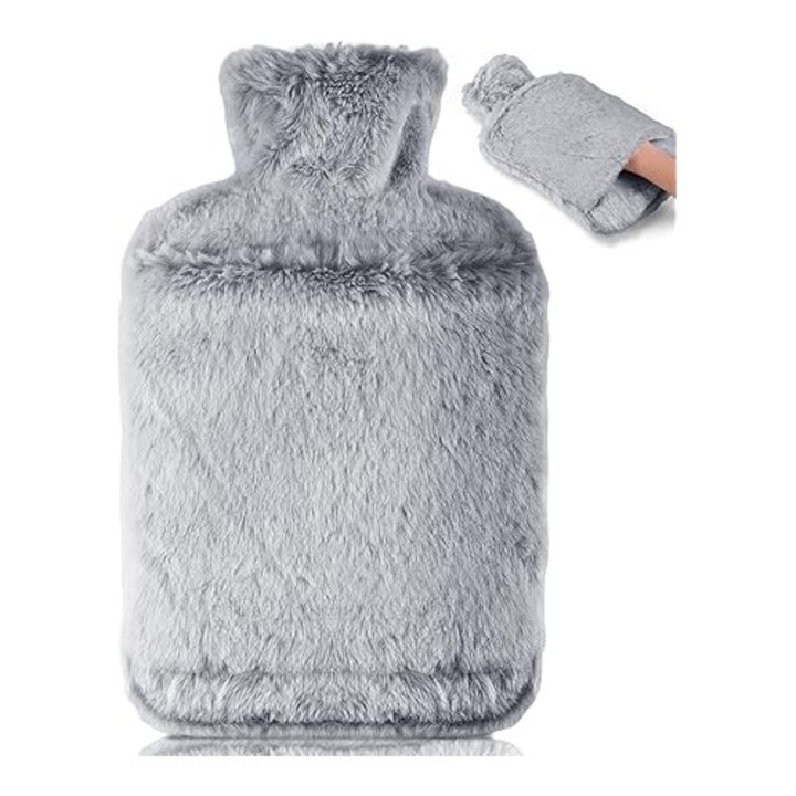 2L termikus párna szürke polár huzattal, kenguru zsebbel