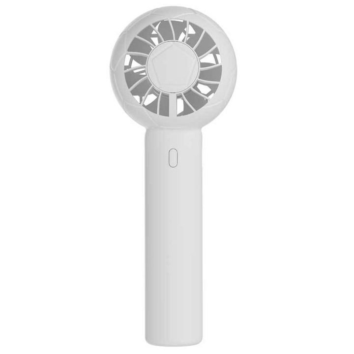 Ventilator portabil, design minge fotbal, 3 viteze, alb, 15.1x5.7x5.7cm