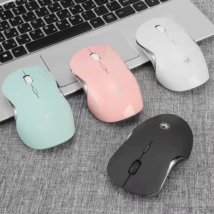 Vezeték nélküli csendes egér kétmódú Bluetooth, újratölthető, Morandi macaron, fekete