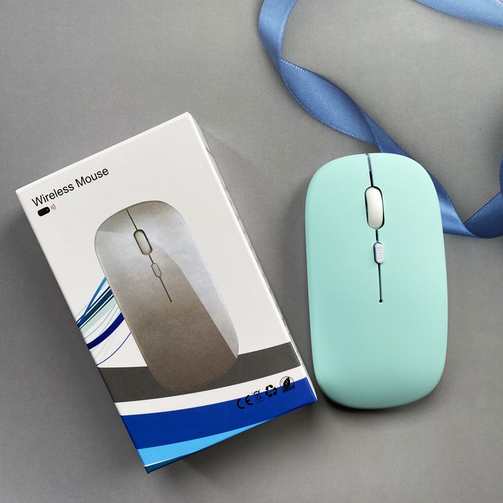 Vezeték nélküli Bluetooth egér, újratölthető, égszínkék, laptop