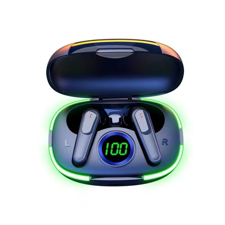 Vezeték nélküli Bluetooth True Wireless 5.1 fülhallgató, fekete