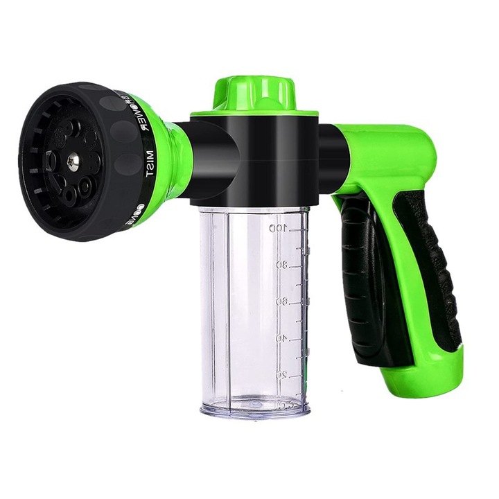 Pistol de stropit multifunctional portabil pentru masina, verde/negru