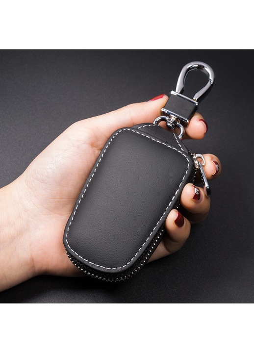 Unisex barna bőr autókulcs tartó