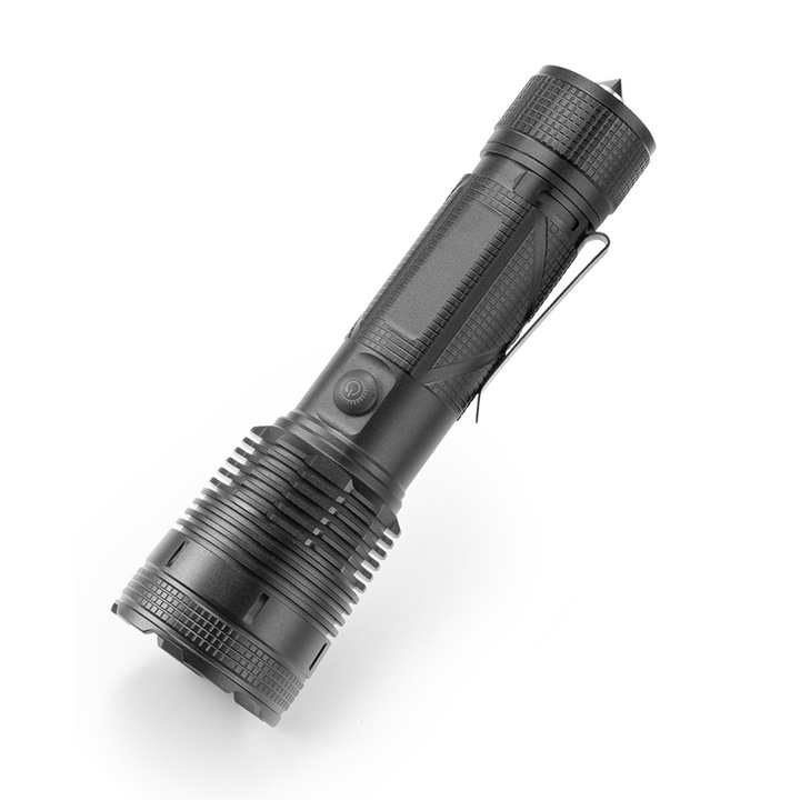 Erős zseblámpa, USB, fekete, L Xhp70, újratölthető