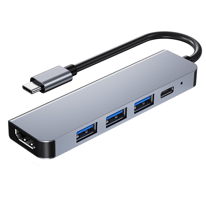 Hub multifunctional 5 in 1 Dock 3.0PD, argintiu