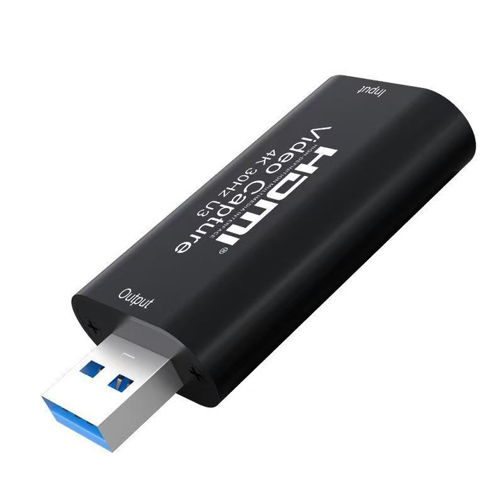 Placa captura video 4K 30Hz HDMI USB 3.0 negru