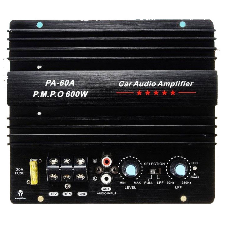 Amplificator subwoofer auto, 12V, 600W