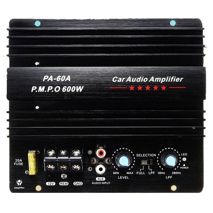 Amplificator auto subwoofer 600W 12V negru