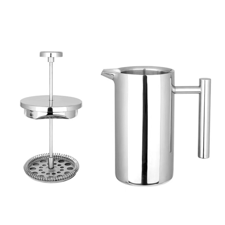 Кафеварка French Press, 350мл, неръждаема стомана, двойна стена, страничен филтър