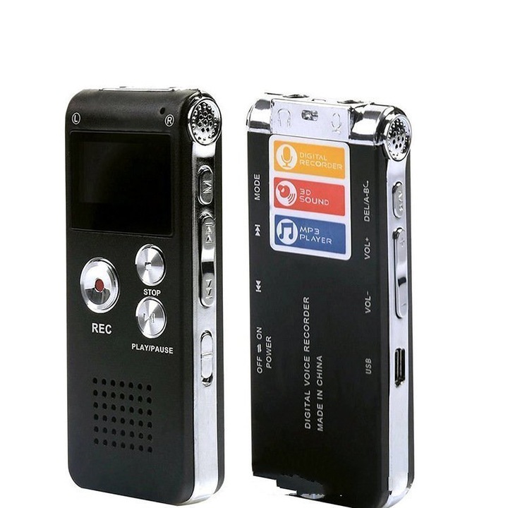 Reportofon digital profesional 8GB negru reincarcabil MP3 player