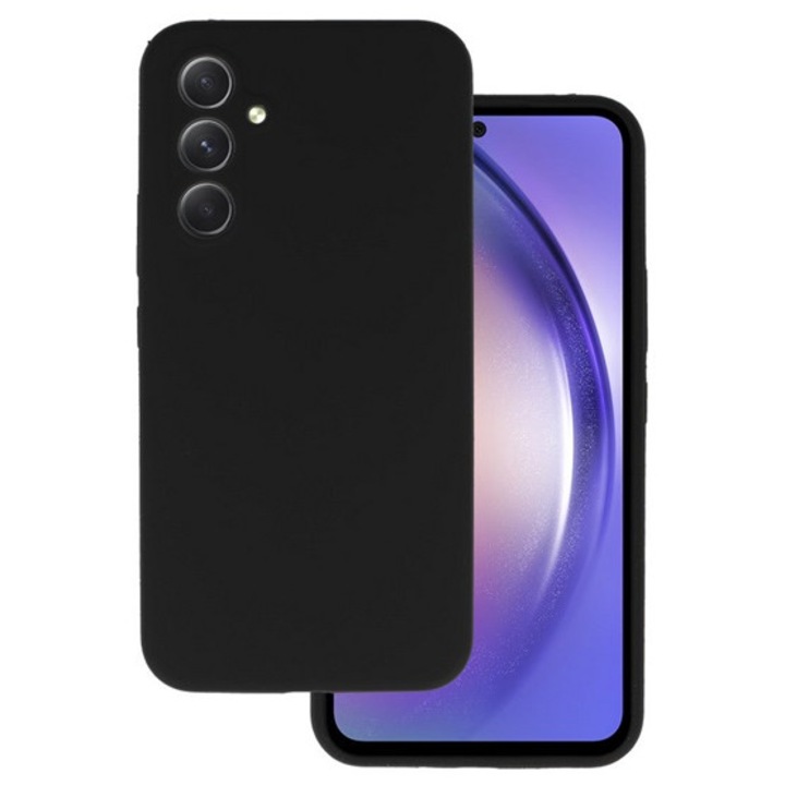 Gigapack szilikon mobiltelefon tok, matt, mikrofiber plüss karcolásmentesítő belső, prémium, fekete, kompatibilis: Galaxy A55 5G