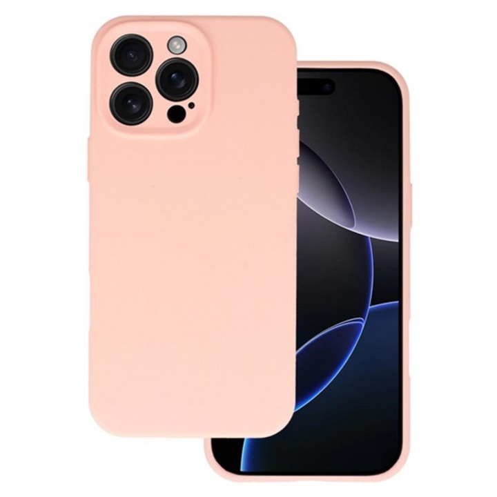 Gigapack szilikon mobiltelefon tok, matt, mikrofiber plüss karcolásmentesítő belső, prémium, rózsaszín, kompatibilis: iPhone 16 Pro Max