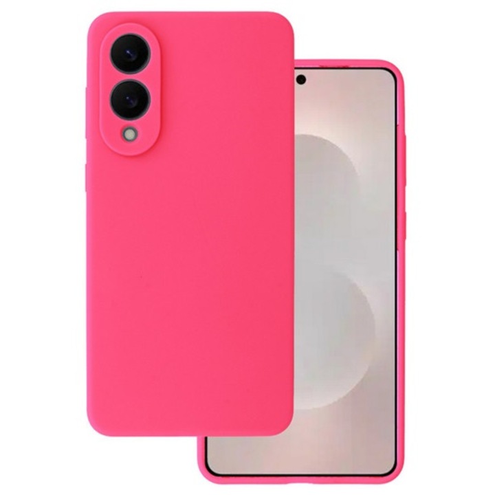 Gigapack szilikon mobiltelefon tok, matt, mikrofiber plüss karcolásmentesítő belső, prémium, magenta, kompatibilis: Galaxy S25 Edge