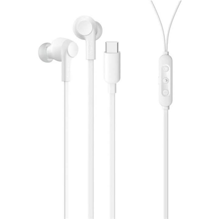 Belkin soundform fülhallgató sztereo, type-c, aktív zajszűrő, mikrofon, felvevő gomb, hangerőszabályzó, fehér