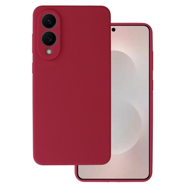 Gigapack szilikon mobiltelefon tok, matt, mikrofiber plüss karcolásmentesítő belső, prémium, burgundy, kompatibilis: Galaxy S25 Edge
