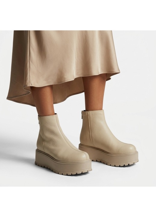Botine bej cu fermoar la spate, 37 EU