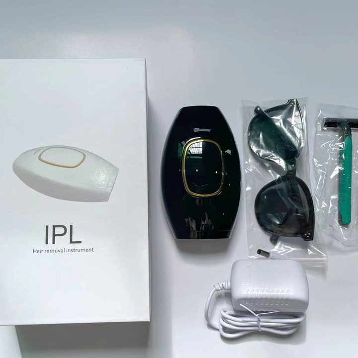 IPL szőrtelenítő rendszer, 500000 impulzus, fekete, testre, hónaljra, arcra