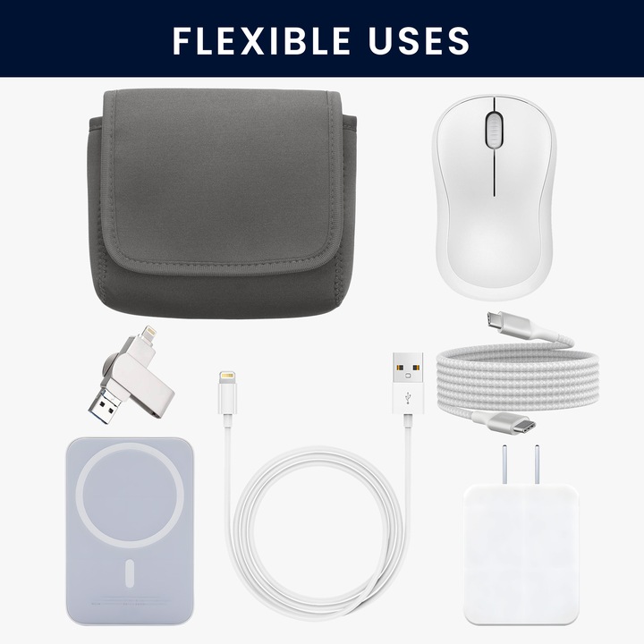 Kwmobile kábelrendező táskák, ütés- és karcolásálló, neoprén és textil, szürke