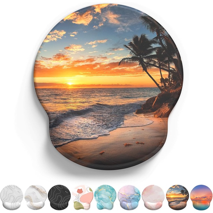 Suport Ergonomic Mouse Pad Gel, Antiderapant, Design Sunset