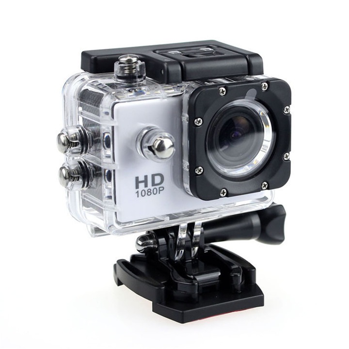 Мини спортна видеокамера DV 1080P, пластмаса, бяла, водоустойчива до 30M