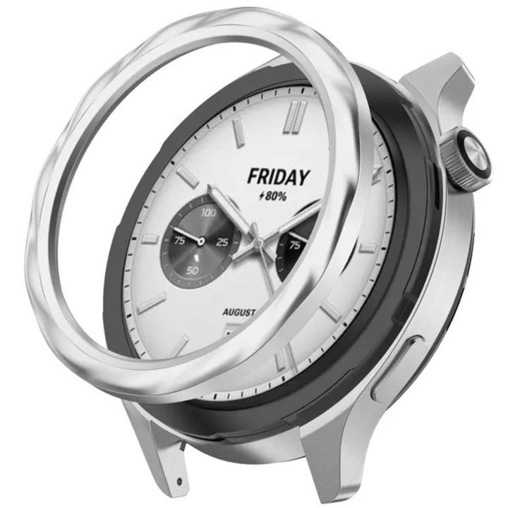 Carcasa otel inoxidabil 316 pentru Xiaomi Watch S4 S3, argintiu, 4.7x4.7x0.33cm