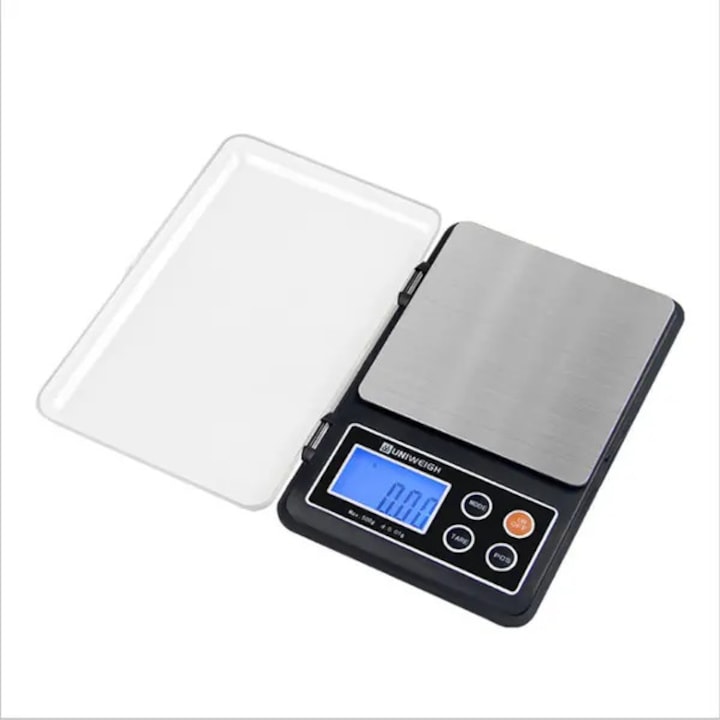 Digitális konyhai mérleg, 2kg, fekete, 16.8x11x2.3cm