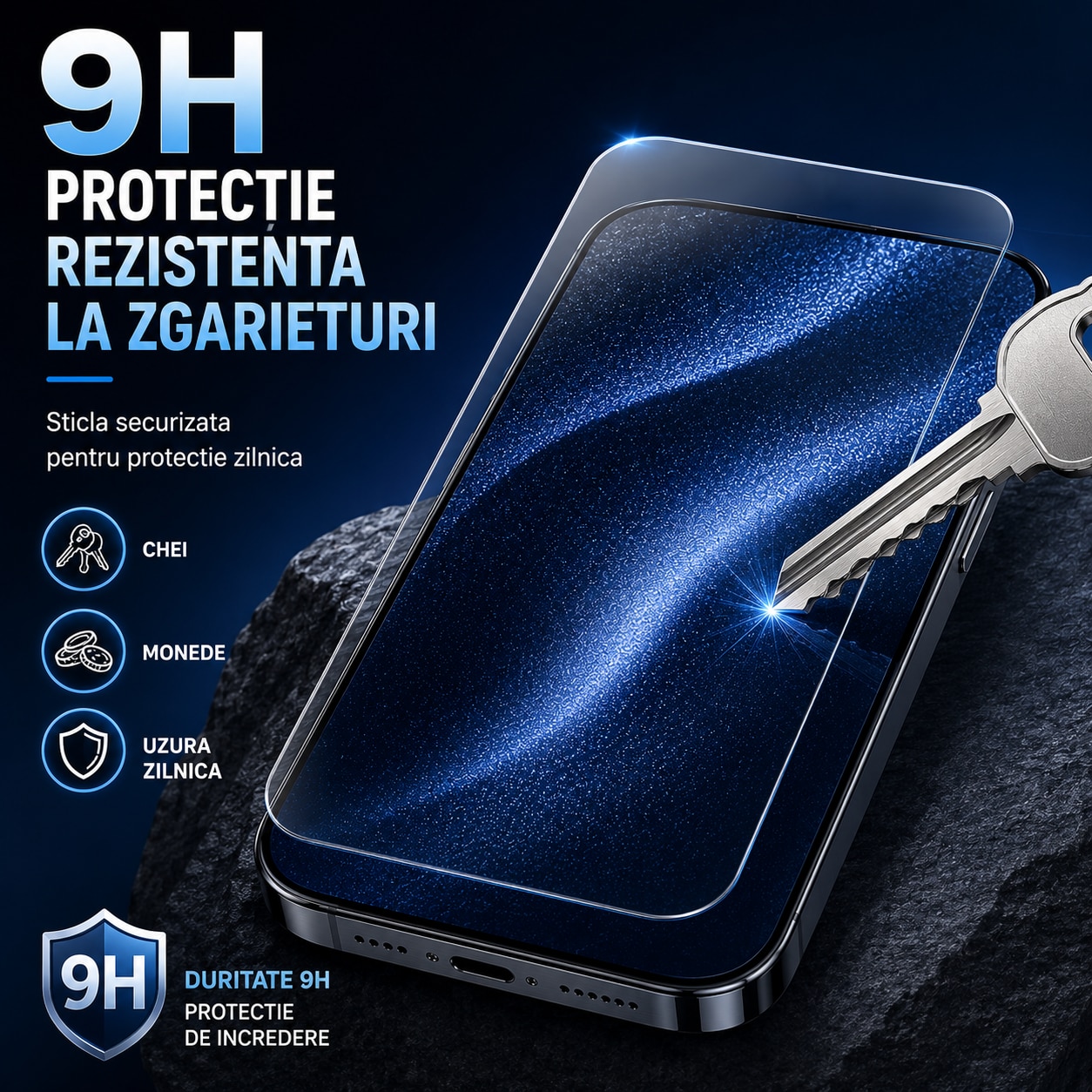 Set 2 Folii Protectie Ecran Sticla compatibile cu iPhone 17 Pro Max 6.9 inch, cu Aplicator Anti-Praf, 9H, Transparent